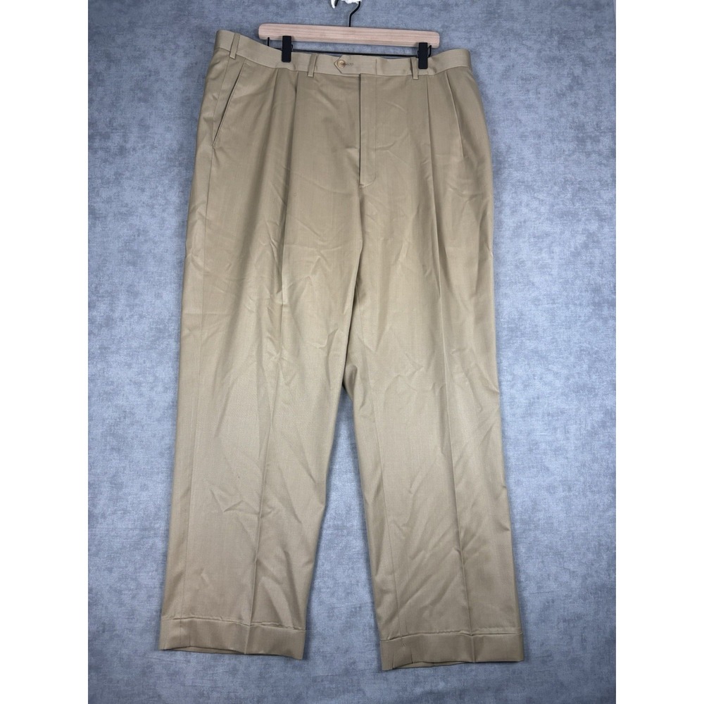 Vintage JB Britches Winston Pants 40R Khaki Wool Italy Nordstrom Pleated Cuffed